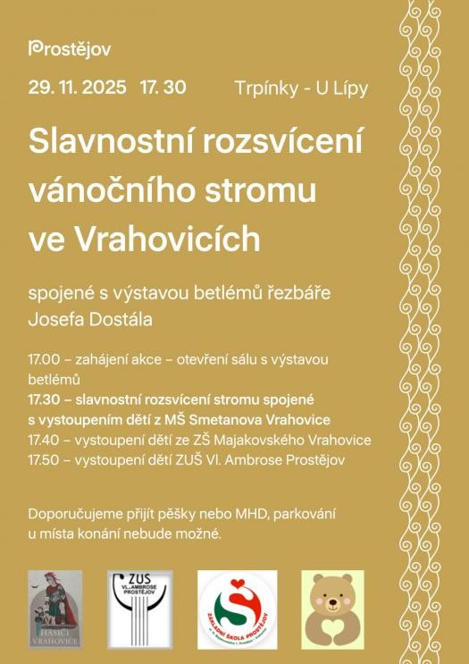 Slavnostní rozsvícení vánočního stromu ve Vrahovicích