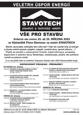 Veletrh STAVOTECH se bude konat v Olomouci příští týden!