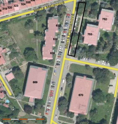 Oprava chodníku v ul. Marie Pujmanové včetně vodorovného značení parkovacích stání