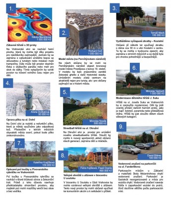 přehled projektů, o kterých se hlasuje