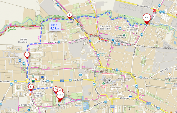 navrhovaná trasa planetární stezky