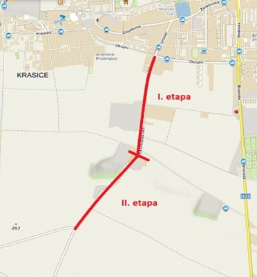 Cyklistická stezka v ulici Určická I. II. a III. etapa