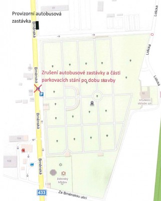 umístění provizorní zastávky pro 2.etapu akce