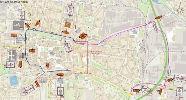 Situace objízdné trasy - 3. fáze