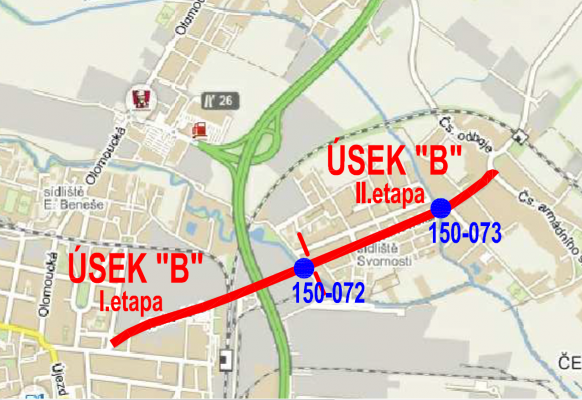 Rekonstrukce ulice Vrahovická (úsek "B" II/150 Prostějov - Přerov)