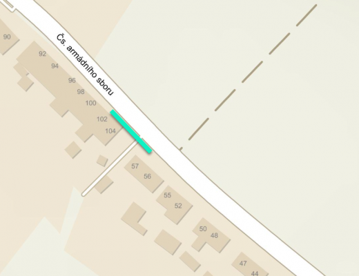 mapa s vyznačením další části chodníku určený k rekonstrukci