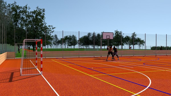 Vizualizace víceúčelového hřiště v rámci 1. etapy