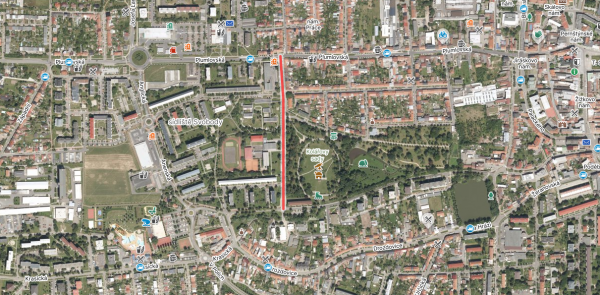 situování ulice na ortofotomapě města