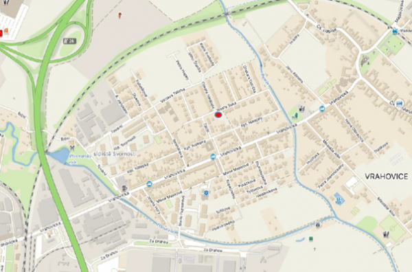 situování hřiště na mapě města