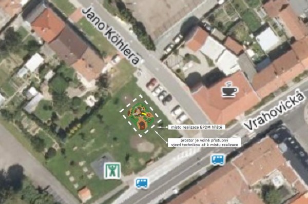 situace - umístění hřiště na pozemku