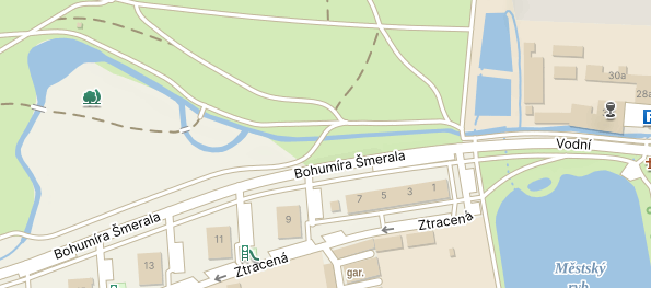 úsek Mlýnského náhonu v Kolářových sadech určený k odbahnění