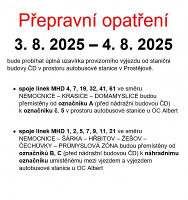 Pozor - přepravní opatření