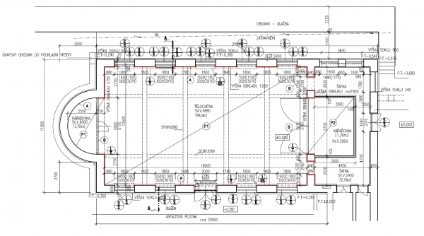 půdorys tělocvičny
