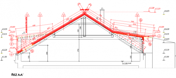 Střecha - řez