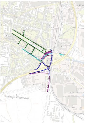 Lokalita části ul. Dolní, Husovo, Joštovo nám., Kralická, Letecká