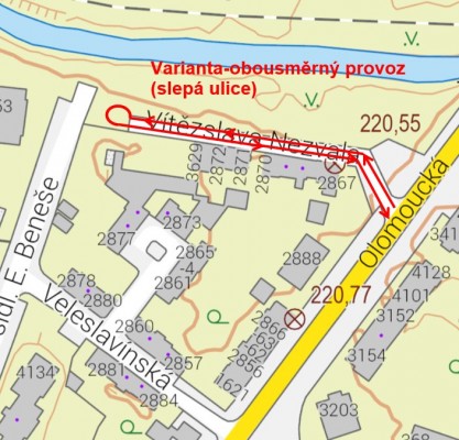 situace - obousměrný provoz