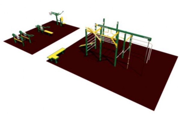 Prvky pro workoutové hřiště a posilovací stroje