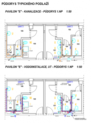 ZŠ Dr. Horáka - výměna rozvodů vody a odpadů - pavilon E